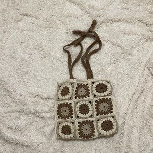 Handcrafted Crochet Tote Bag - Cream and Brown